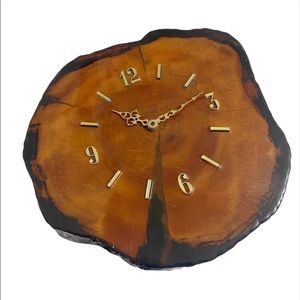 13" Handcrafted Slab Wood Clock Raw Edge Circle